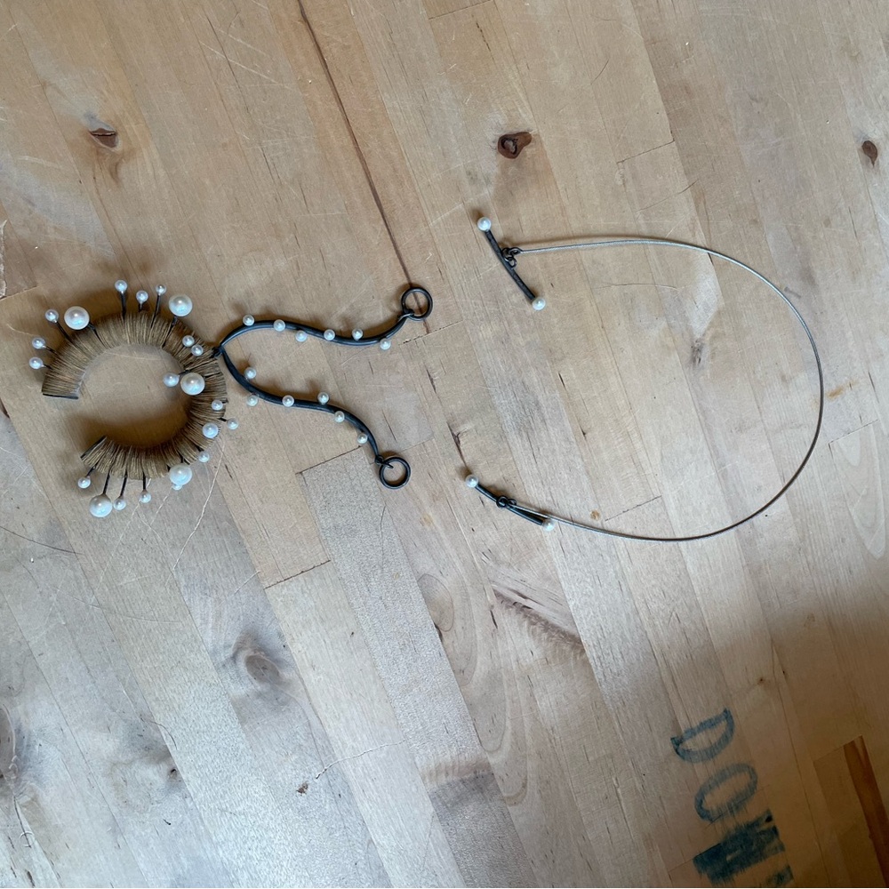 Vintage Kiwon Wang Silver Pearl and Paper necklace NYC - Picture 12 of 16
